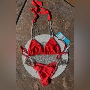 Beach Bunny Pretty in Pearls bikini in poppy